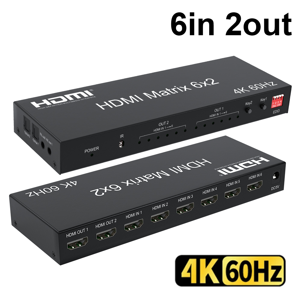 Hdmi Matrix Switch - 4K 60HZ 6x2 Controller per Video