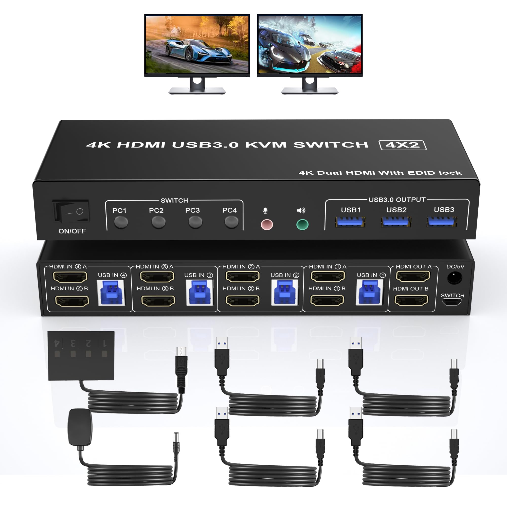 Hdmi Matrix Switch - Switch KVM USB 3.0 4K Doppio
