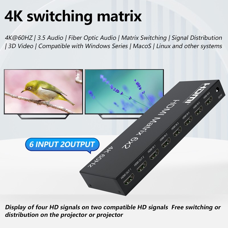 4K 60HZ 6x2 Controller per Vid - Hdmi Matrix Switch recensione e prezzo