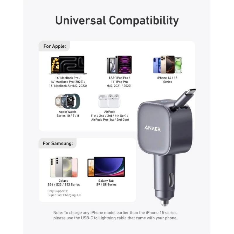 Caricabatterie da auto Anker A - Cable Lock Laptop recensione e prezzo