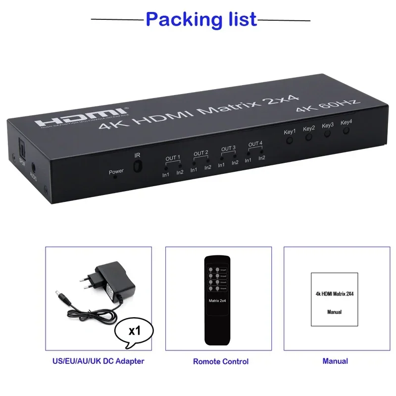 4K 60Hz 2x4 HDMI Matrix 2 in 4 - Hdmi Matrix Switch recensione e prezzo